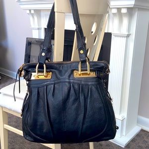 B Makowsky Black Genuine Leather Large Handbag